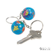 Metal Globe Keychains<br>3/4"-48 piece(s)